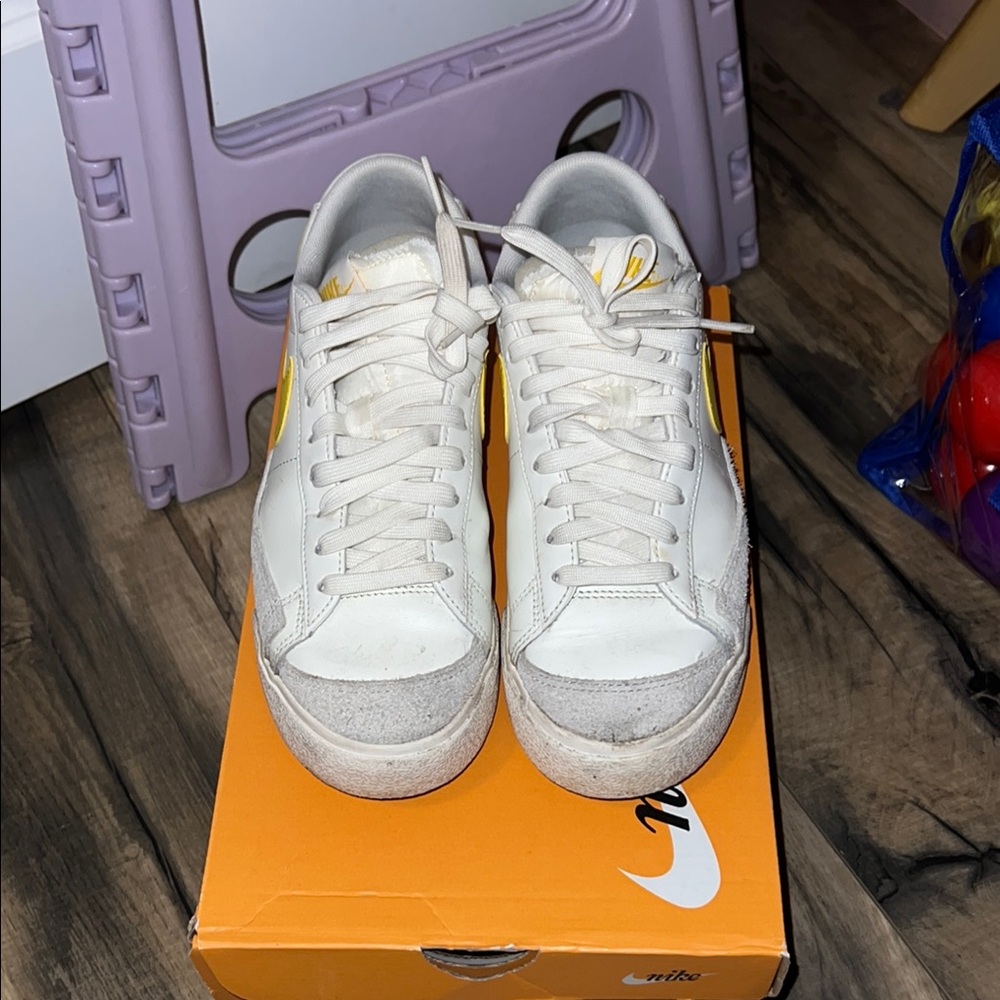 Nike White and Yellow platform Casual Sneakers